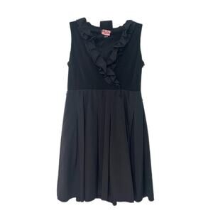 Jessica Howard Party Dress 14P Black Fit & Flare V-Neck Taffeta Belted Elegant